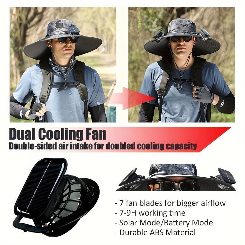 Seasonal Specials - Wide-Brimmed Solar Fan Outdoor Fishing Hat, Solar and USB Charging, Long Battery Life Windy Fan Hat