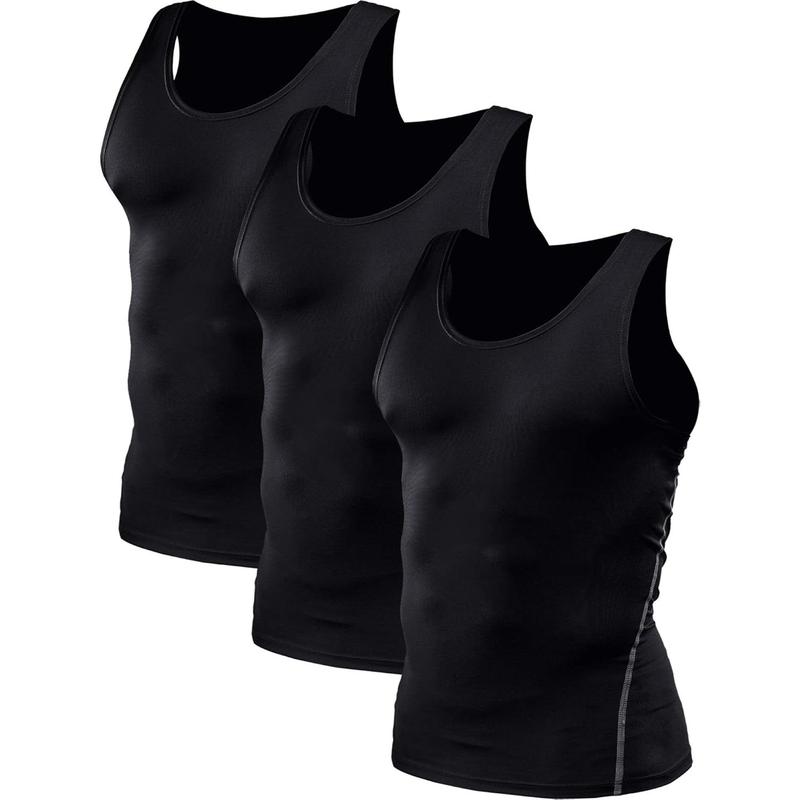 Men's 3 Pack Athletic Compression Under Base Layer Sport Tank Top