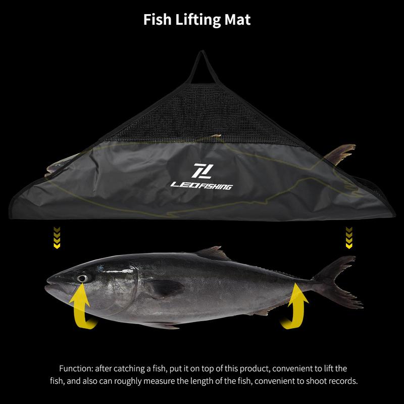 Fishing Tournament Weigh in Fish Bag, Folding Weigh Sling Fish Bag with Strong Nylon Handles & Ruler, Tournament Fish Bags, Fishing Accessories