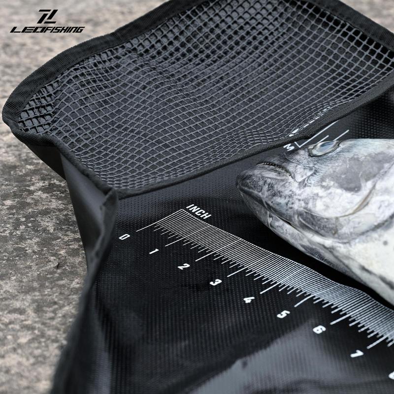 Fishing Tournament Weigh in Fish Bag, Folding Weigh Sling Fish Bag with Strong Nylon Handles & Ruler, Tournament Fish Bags, Fishing Accessories