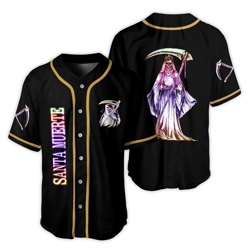 Santa Muerte Baseball Jersey Mexican Jersey Shirt Jersey For Him For Her Style Button Down