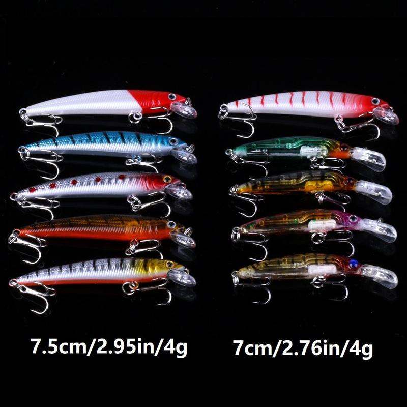 Durable Artificial Fishing Lure, 56pcs set Mixed Color & Shape Fishing Lure with Hook, Durable Mixed Fishing Baits for Outdoor Fishing Christmas Gifts, Fishing Gifts for Men