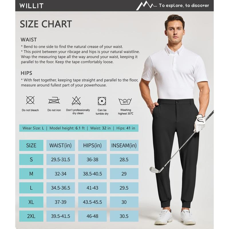 Willit Men's Golf Joggers Pants Stretch Slim Fit Work Dress Pants Quick Dry Athletic Pants with Pockets aerobic outdoors