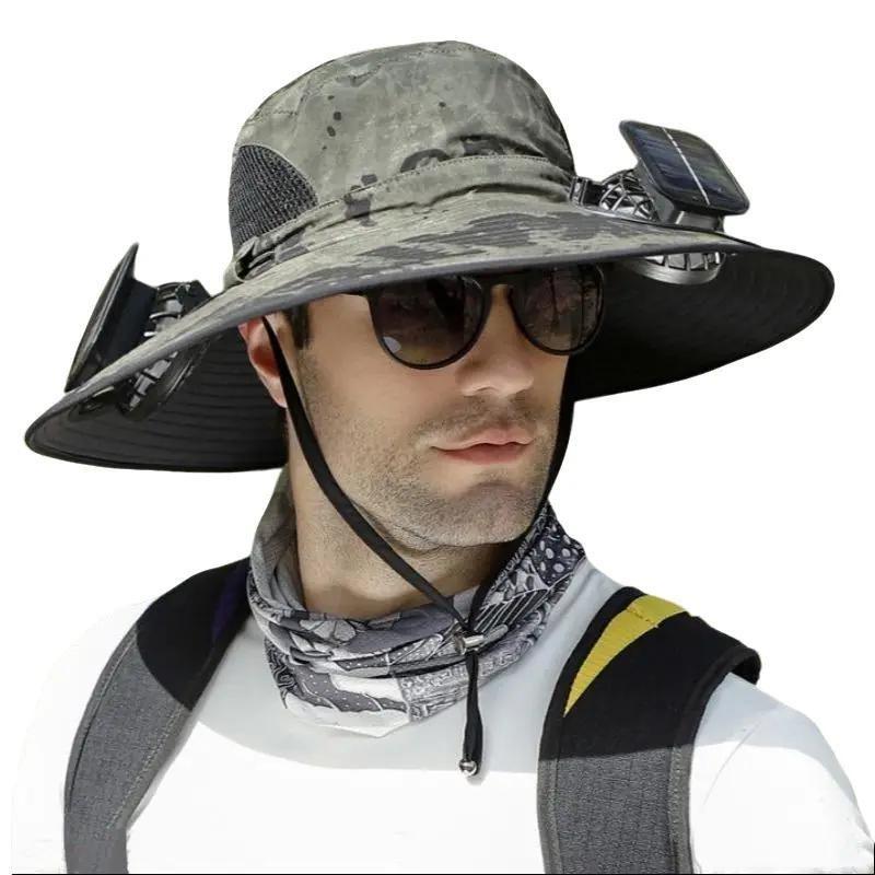 Seasonal Specials - Wide-Brimmed Solar Fan Outdoor Fishing Hat, Solar and USB Charging, Long Battery Life Windy Fan Hat