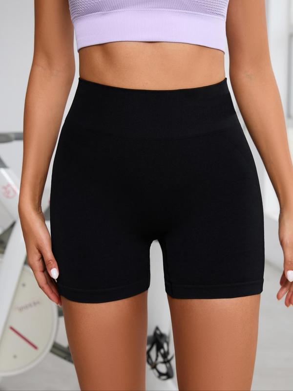 Women's Solid High Waist Gym Shorts, Breathable Comfortable Seamless Skinny Shorts, High Stretch Yoga Shorts, Ladies Sportswear for Indoor Outdoor Wear