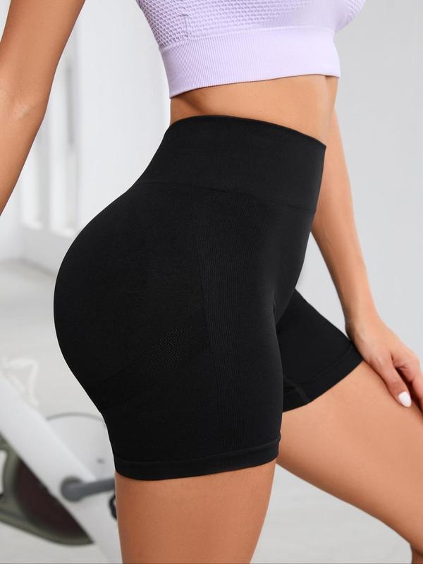 Women's Solid High Waist Gym Shorts, Breathable Comfortable Seamless Skinny Shorts, High Stretch Yoga Shorts, Ladies Sportswear for Indoor Outdoor Wear