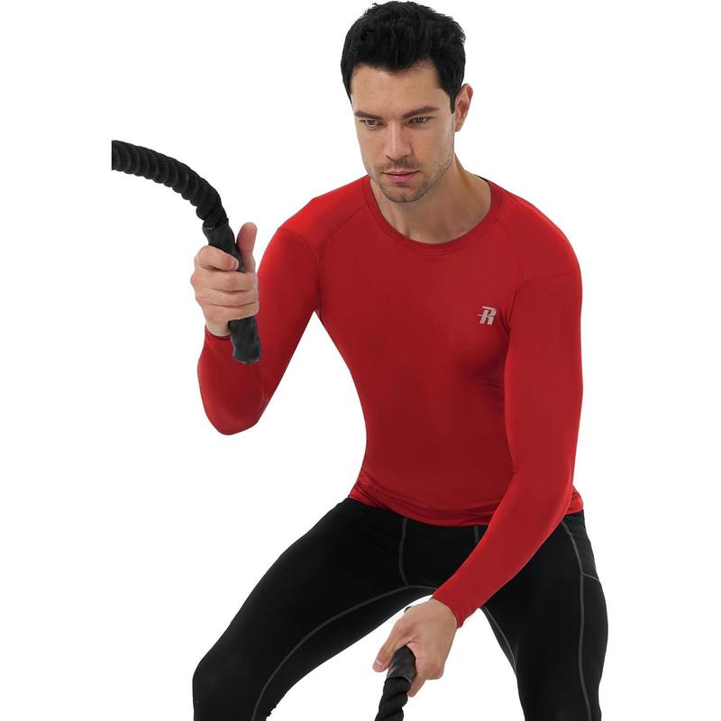 Long Sleeve Compression Shirts for Men, UPF 50+ Men's Compression Shirts, Running Athletic Workout Base Layer