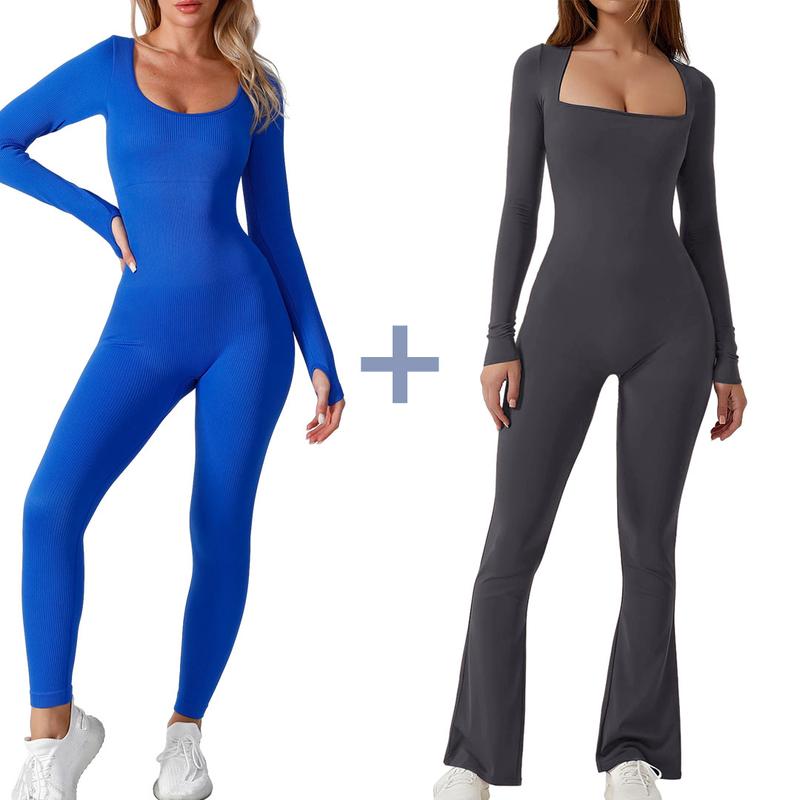 GQF Long Sleeve Women Yoga Jumpsuits+Tops Bell Bottoms 3306+3311  [comfort shaping sculpting confidence-boosting belly control bodysuit and tracksuit shapewear]