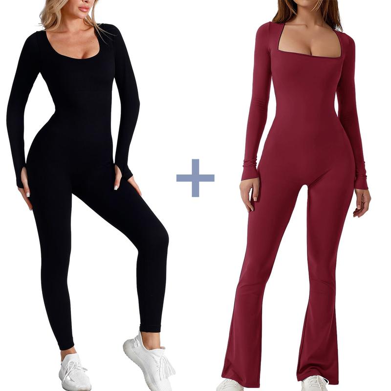 GQF Long Sleeve Women Yoga Jumpsuits+Tops Bell Bottoms 3306+3311  [comfort shaping sculpting confidence-boosting belly control bodysuit and tracksuit shapewear]