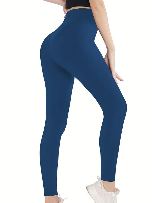 Women's High Waist Solid Crop Leggings, Casual Comfy Skinny Pants for Yoga Gym Workout, Women's Bottoms for All Seasons