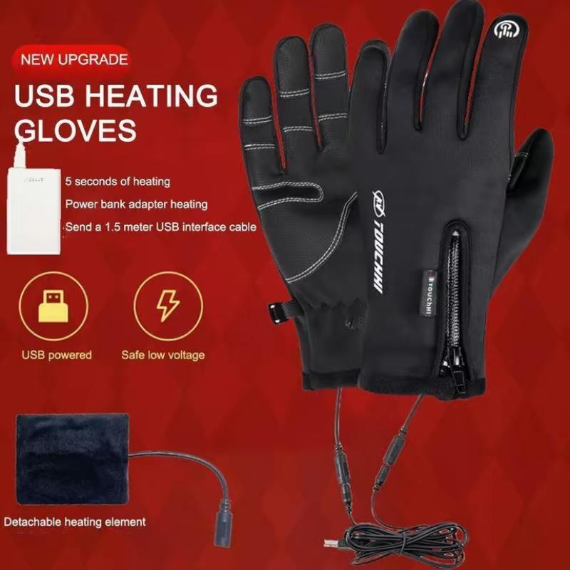 USB Heated Gloves Touch Screen Heating Waterproof Electric Heated Gloves Unisex Thermal Mittens for Ãutdoor Fishing Motorcycle