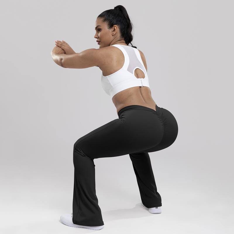 Daze V Back Scrunch Flare Leggings for Women, High Waist Sports Pants with Butt Lifting and Gym Fit