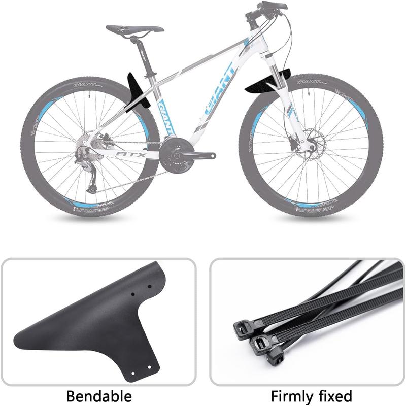 2 count Mountain Bike Fender, Front and Rear Compatible Bicycle Mudguard, Fits 26