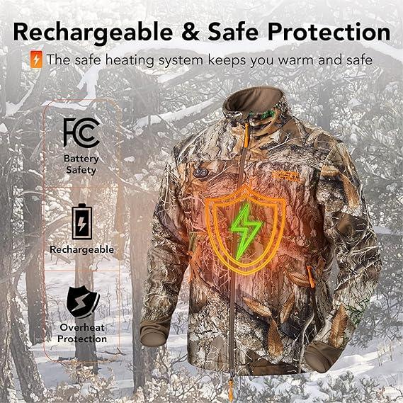 Hunting Heated Jacket for Men - Hunting Winter Heated Jackets, Waterproof Insulated Coat with Battery Pack