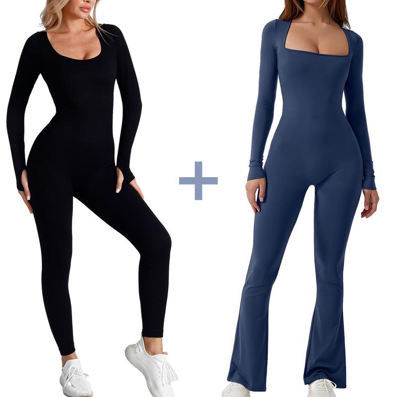 GQF Long Sleeve Women Yoga Jumpsuits+Tops Bell Bottoms 3306+3311  [comfort shaping sculpting confidence-boosting belly control bodysuit and tracksuit shapewear]