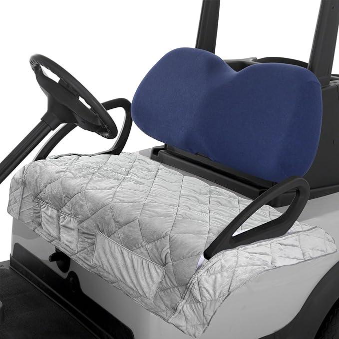 Golf Cart Seat Covers with Pockets,Compatible with EZGO Yamaha Club Car, Golf Cart Seat Blanket Towel Cushion Covers for 2 Passenger Seats Club Car Accessories, Heavy Duty Golf Gift