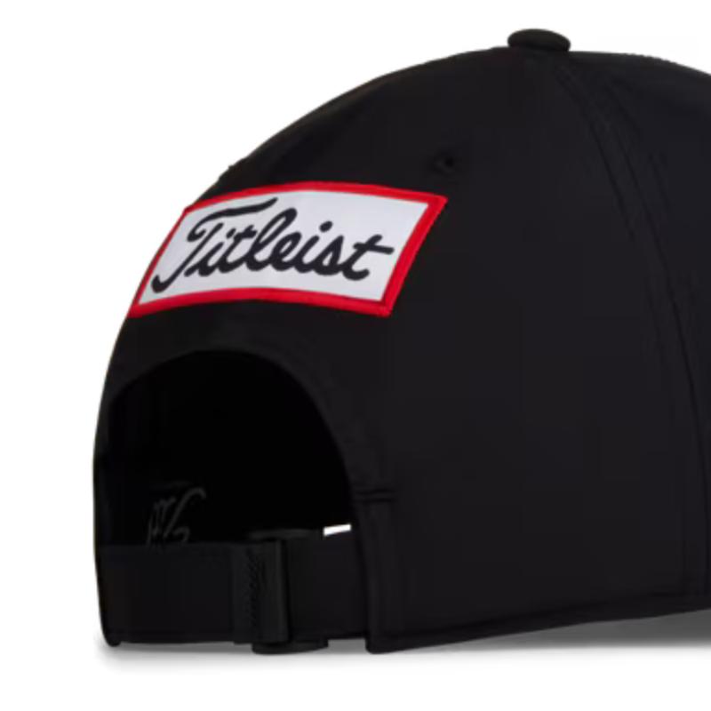 Titleist Men's Tour Performance Golf Hat - Black White - Structured Front Panel - Stretch Clasp Closure