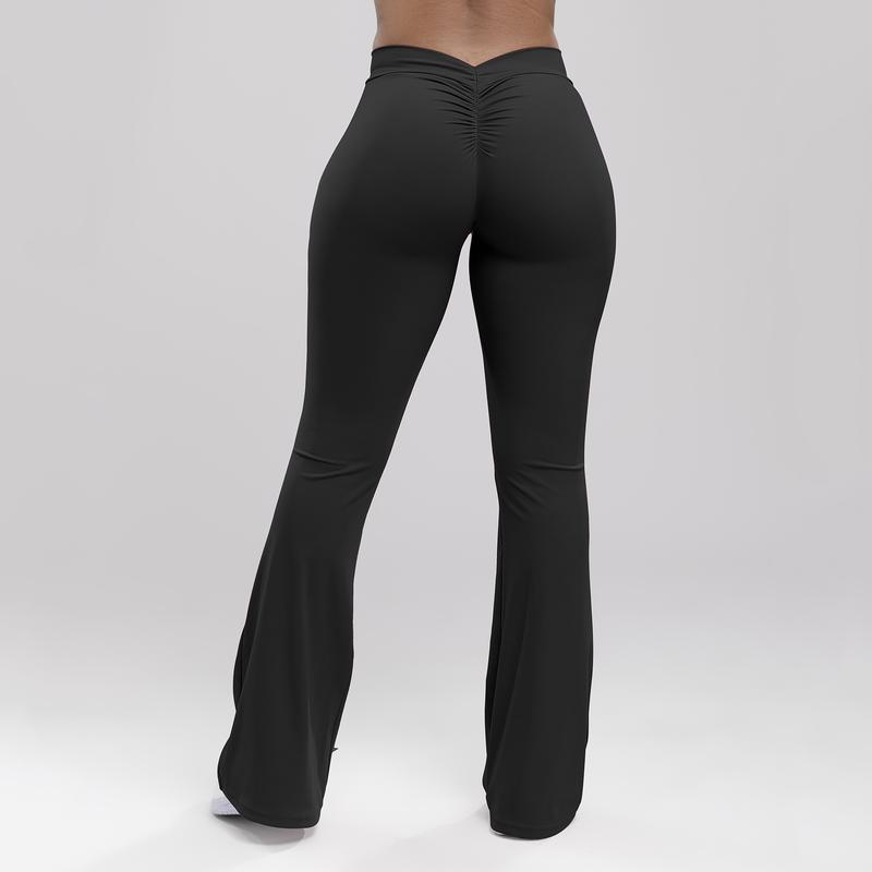 Daze V Back Scrunch Flare Leggings for Women, High Waist Sports Pants with Butt Lifting and Gym Fit