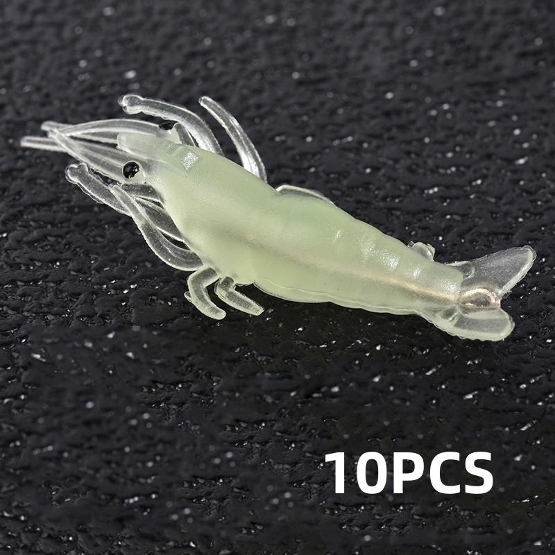 Luminous Shrimp Fishing Lure, 10pcs Glow in the Dark Artificial Shrimp Fishing Bait, Portable Outdoor Fishing Accessories, Flyfishing, Solocamping, picnicaesthetic