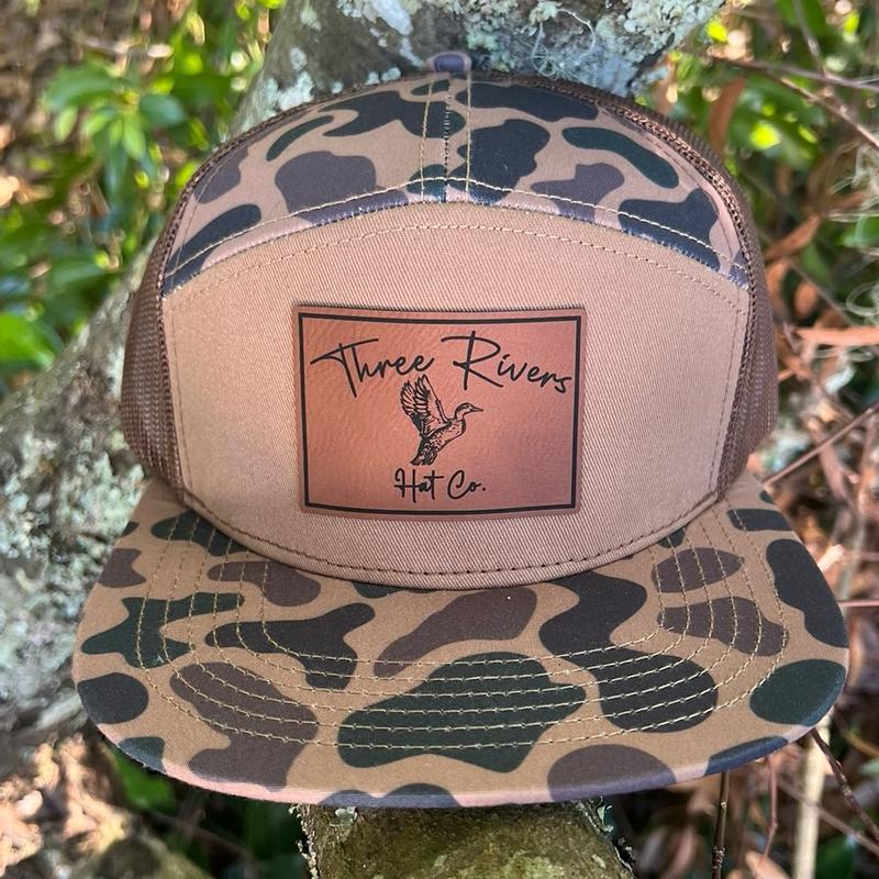 Flying Mallard Patch - Old’s Cool Camo (2 patterns available) - Flatbill Snapback 7 panel hat