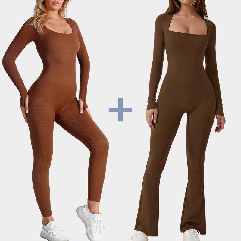 GQF Long Sleeve Women Yoga Jumpsuits+Tops Bell Bottoms 3306+3311  [comfort shaping sculpting confidence-boosting belly control bodysuit and tracksuit shapewear]