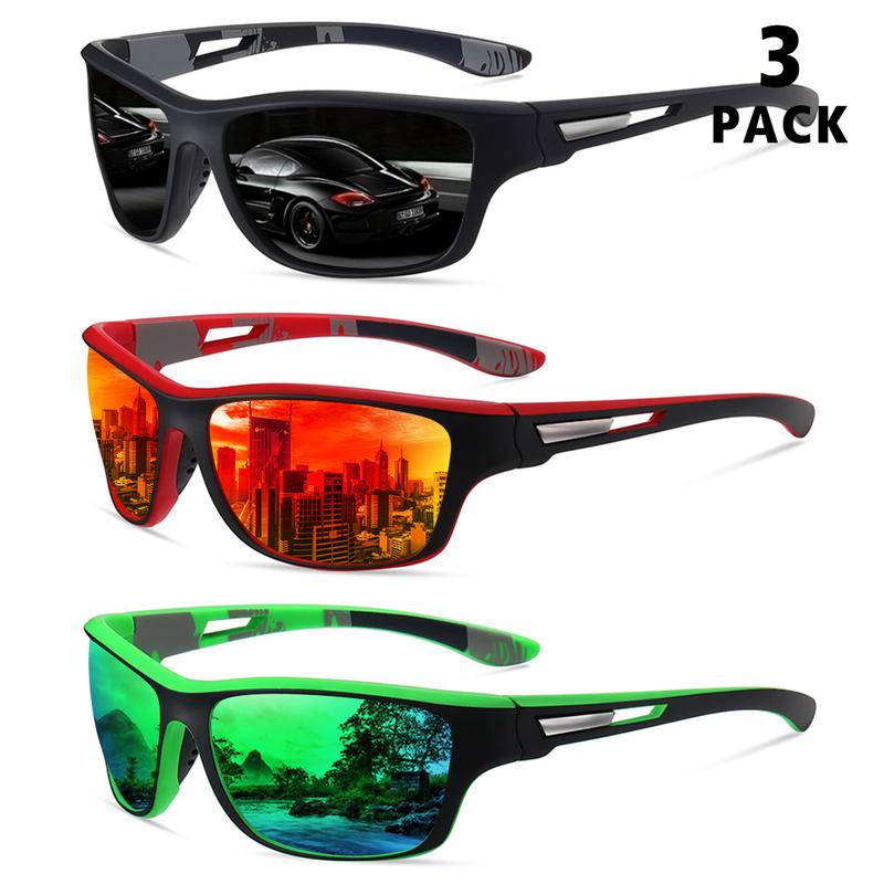 3pair Polarized Sports Sunglasses for Men Cycling Running Fishing Driving Baseball UV Protection Men Glasses glass for 3pairs sime plastic knife sunglass cool sunglasses sunshades stylish eyewear square sunglass Polarized Square