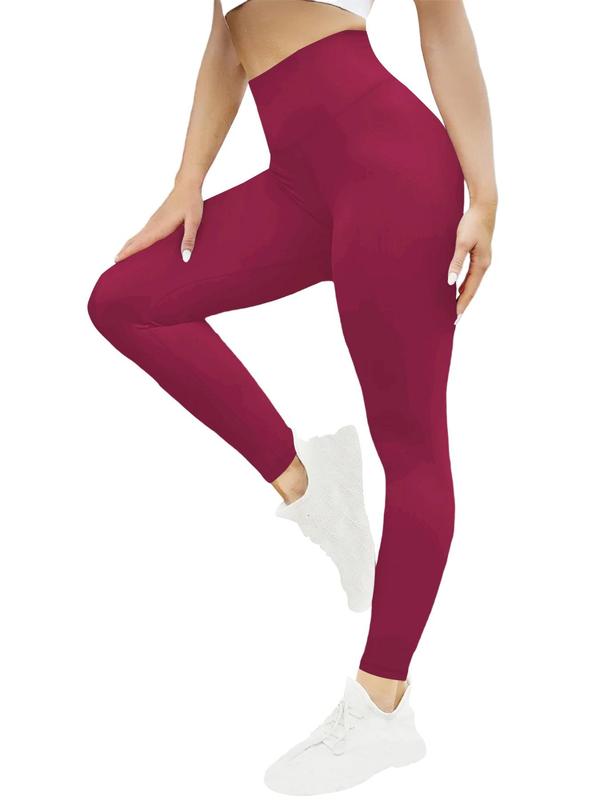 Women's High Waist Solid Crop Leggings, Casual Comfy Skinny Pants for Yoga Gym Workout, Women's Bottoms for All Seasons