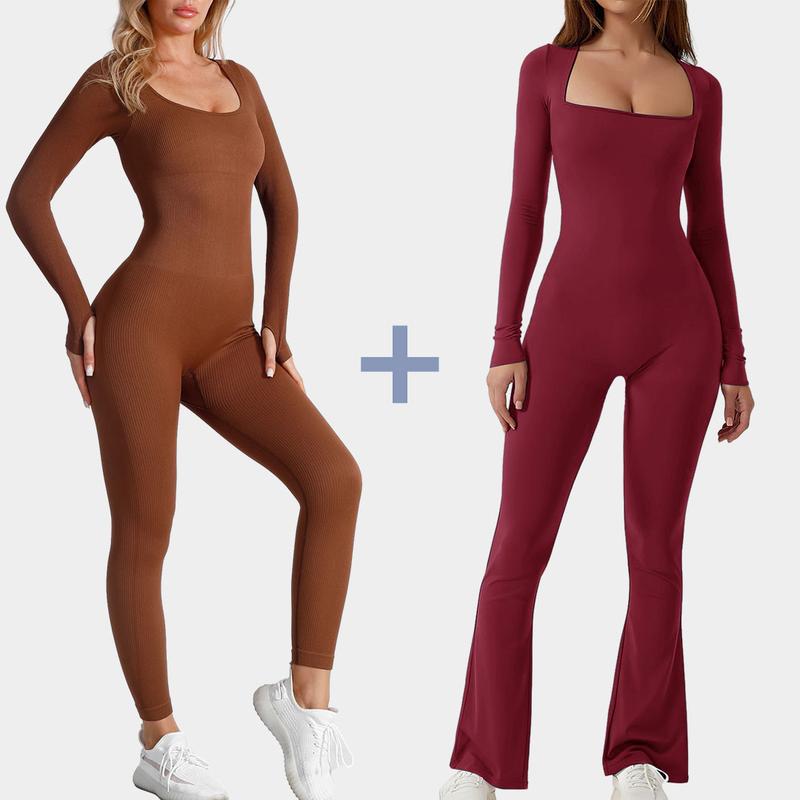 GQF Long Sleeve Women Yoga Jumpsuits+Tops Bell Bottoms 3306+3311  [comfort shaping sculpting confidence-boosting belly control bodysuit and tracksuit shapewear]