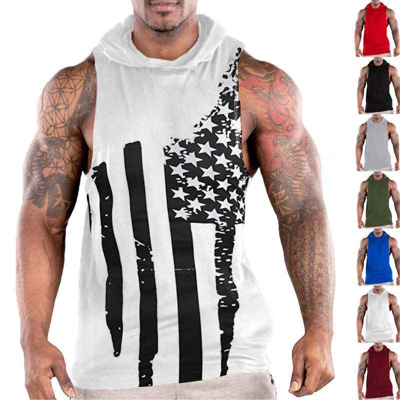 Men's Workout Hooded Tank Tops Sports Training Sleeveless Gym Hoodies Fitness Bodybuilding Cut Off Muscle Shirts