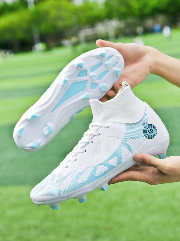 Unisex's Colorblock Lace Up Soccer Shoes, Sporty Breathable Comfortable Football Shoes for Men & Women, Professional Football Cleats for Training & Competition