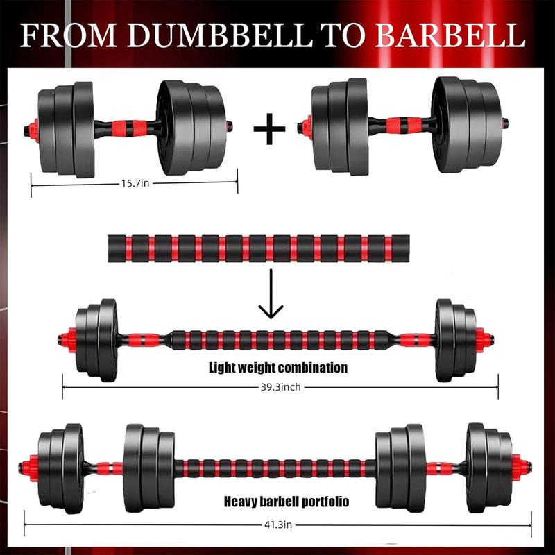 Adjustable Dumbbell Set, 5-44 lbs Free Weight Set with Connector for Barbell, Dumbbells, Push-Up Options, Fitness Exercises for Home Gym Men Women