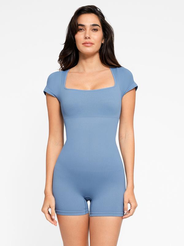 Popilush Seamless Ribbed Shapewear Sport Romper