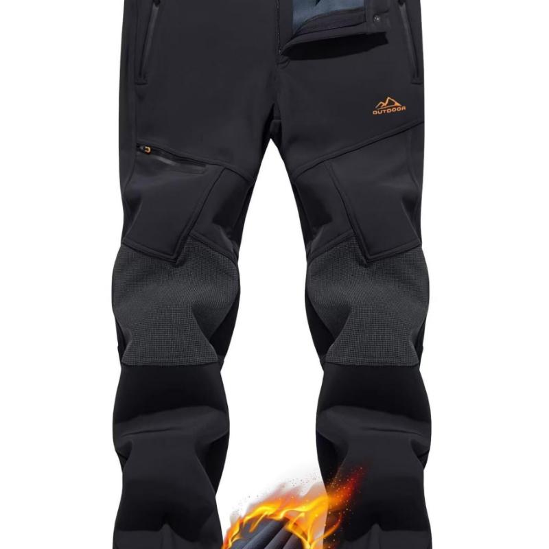 Men's Soft Shell Hiking Pants Soft Linning Stretch Windproof Pants Winter Outdoor Breathable Lightweight Ski Pants With Comfy Fabric And Multi Zip Pockets Suitable For Skiing Snowboard Camping Climbing Hiking Cycling Fishing Traveling