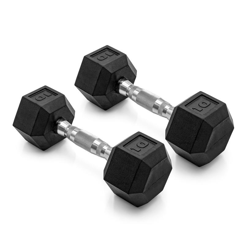 CAP Barbell, 10lb Coated Rubber Hex Dumbbell, Pair