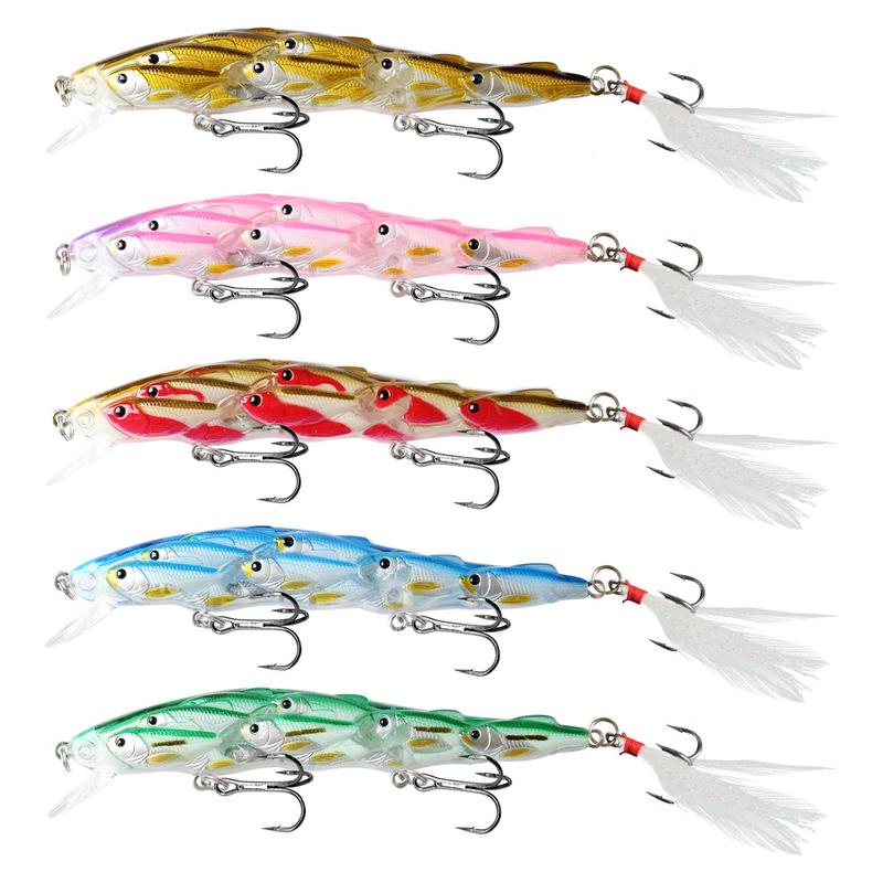 Artificial Fishing Lure with Feather Hook, Eye-catching Simulation Fishing Bait, Fishing Lure, Outdoor Fishing Accessories