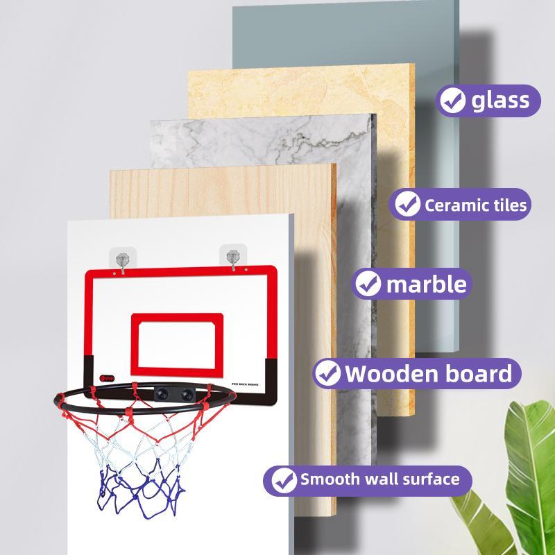 Wall Mounted Basketball Hoop with Mesh Net, Non-perforated Basketball Backboard, Basketball Hoop for Indoor Home Outdoor Sports