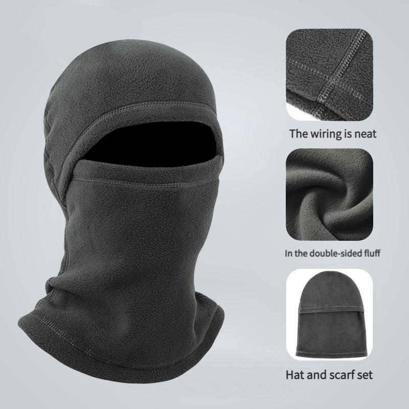 Polar Fleece Balaclava - Windproof, Warm Winter Ski Mask with Neck Warmer for Cold Weather Cycling, Black