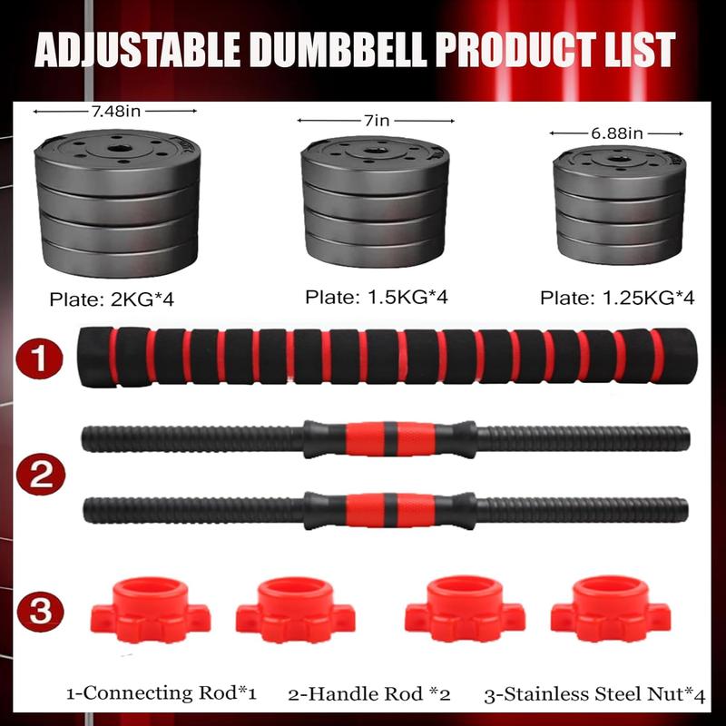 Adjustable Dumbbell Set, 5-44 lbs Free Weight Set with Connector for Barbell, Dumbbells, Push-Up Options, Fitness Exercises for Home Gym Men Women