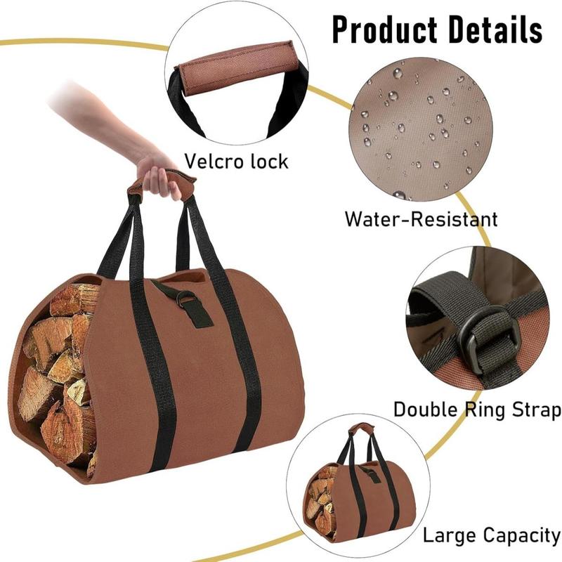 Outdoor Wood Stove Carrier, 1 Count Portable Large Capacity Canvas Handle Bag For Outdoor Fire Pit, Solocamping, Bikepacking, Glamping