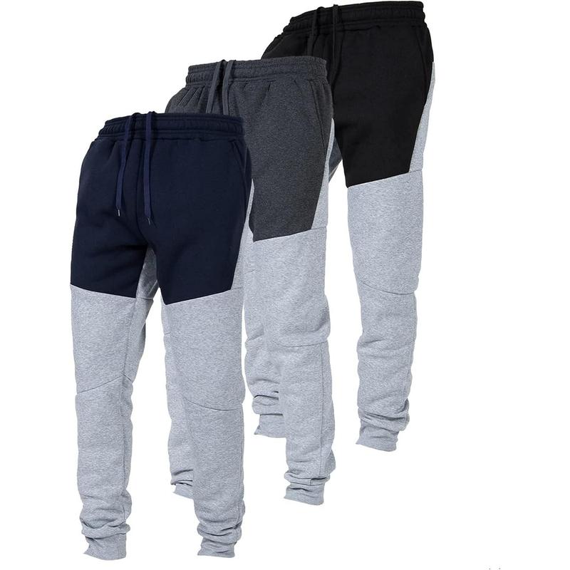 Performance 3 Pack Fleece Active Tech Joggers for Men, Mens Sweatpants with Zipper Pockets