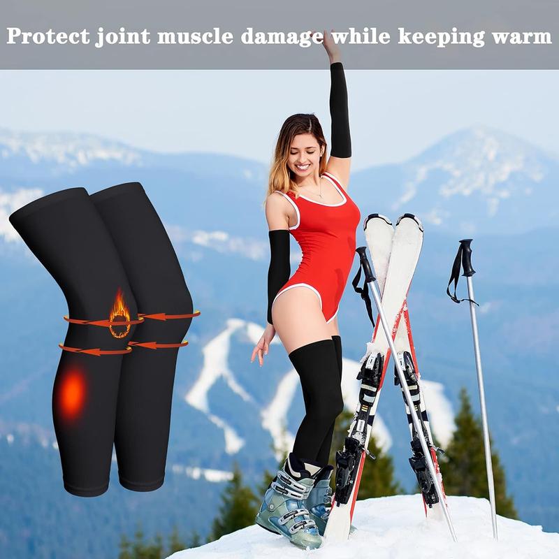 4 Pieces Thermal Arm Warmer Cycling Arm Warmers for Men Women Full Length Warmers Arm Sleeves Leg Outdoor