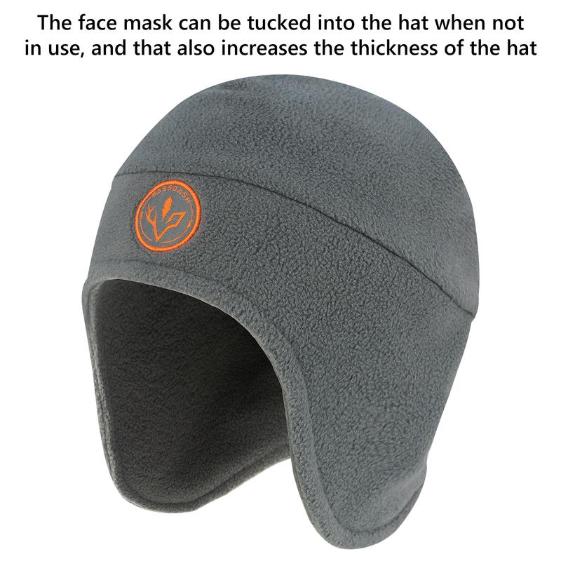 BASSDASH Soft Fleece 2-in-1 Hat with Ski Mask Ear Flap Fishing Hunting Beanie for Men Women Cold Weather