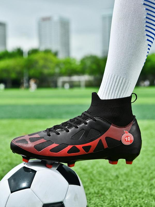 Unisex's Colorblock Lace Up Soccer Shoes, Sporty Breathable Comfortable Football Shoes for Men & Women, Professional Football Cleats for Training & Competition