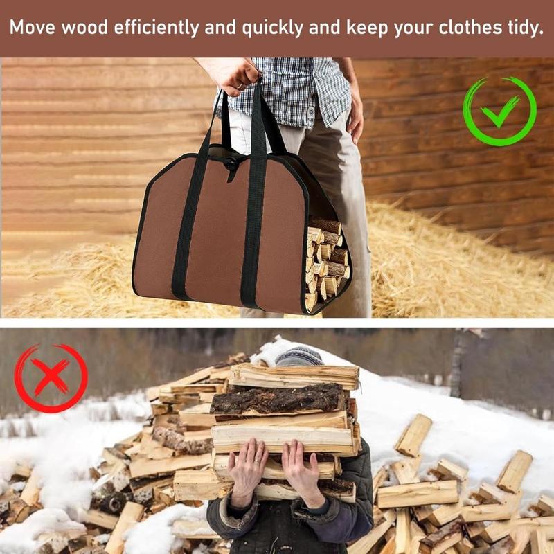 Outdoor Wood Stove Carrier, 1 Count Portable Large Capacity Canvas Handle Bag For Outdoor Fire Pit, Solocamping, Bikepacking, Glamping