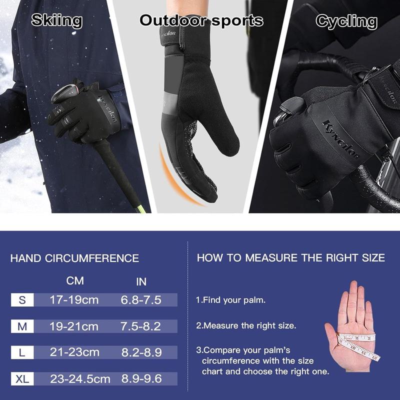 Winter Gloves for Men and Women, Touch Screen Warm Gloves, Waterproof & Windproof Thermal Gloves, Non-Slip Palm, Comfortable Lining, For Cycling, Hiking, Running, Skiing