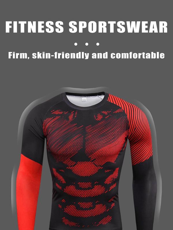 Men's Camo Print Long Sleeve Tee & Pants & Shorts Set, Comfortable Breathable Sports Outfits, Men's Sportswear Set for Gym Workout Running