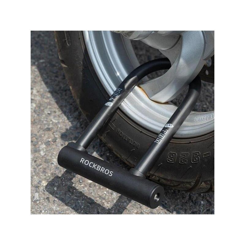 ROCKBROS Bicycle U-lock Steel Carbon Bike Lock Anti Theft w  2 keys Black Lock