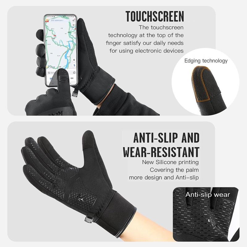 Winter Gloves for Men and Women, Touch Screen Warm Gloves, Waterproof & Windproof Thermal Gloves, Non-Slip Palm, Comfortable Lining, For Cycling, Hiking, Running, Skiing