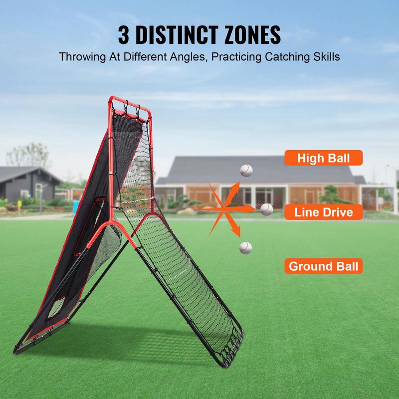 VEVOR Baseball And Softball Rebounder Net, 3.5 x 4.5 ft 2-in-1 Switch Hitter Pitch Trainer, PitchBack Baseball Pitching Return Trainer Nest, Bounce Back Net for Fielding Throwing Practice