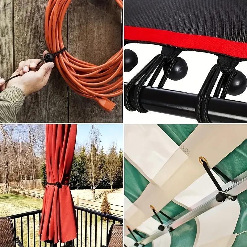 Elastic Ball-shaped Rope Buckle, 30pcs Tent Canopy Binding Rope with Buckle, Durable Good Quality Sturdy Ties for Home Bedroom & Living Room